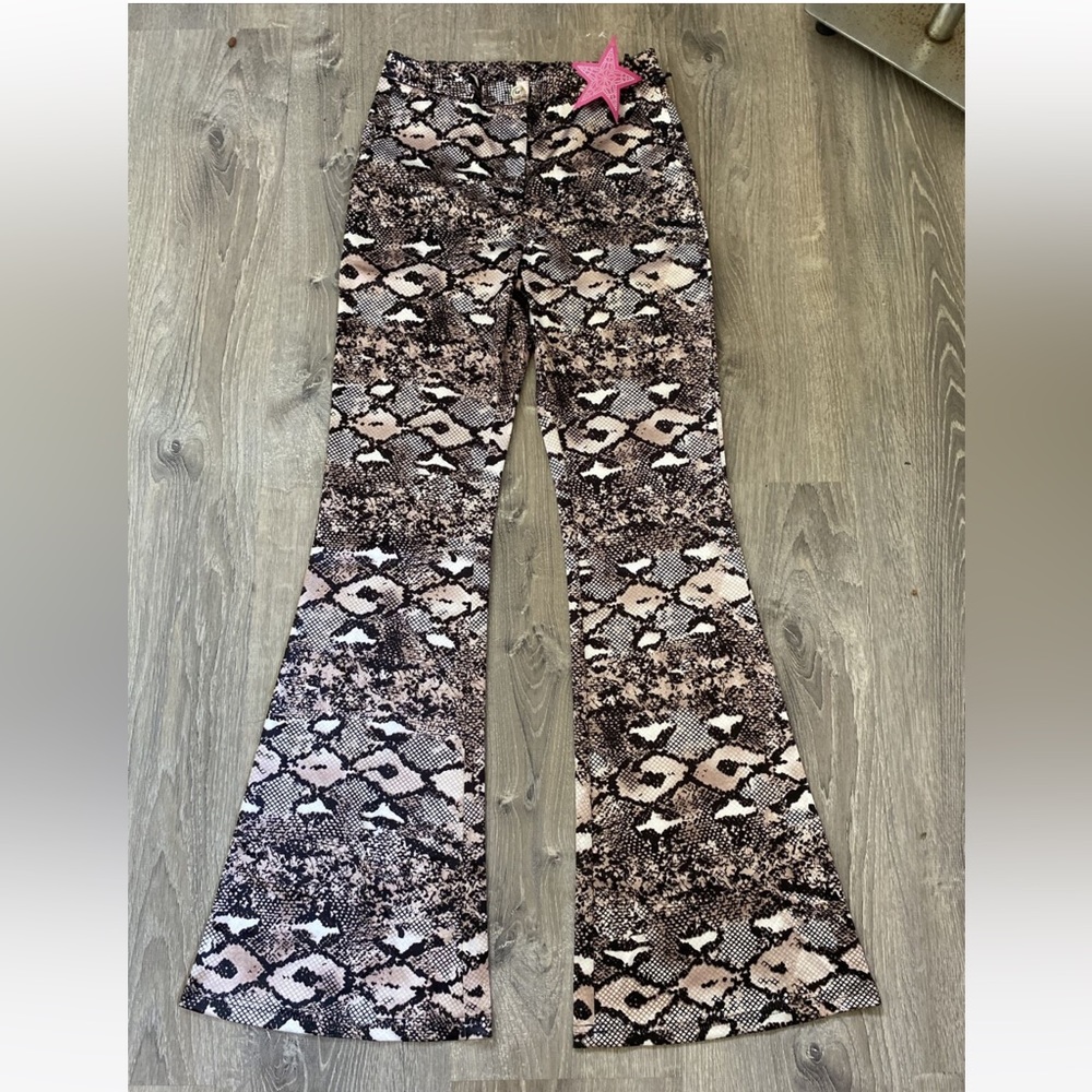 Milk and Honey Snakeskin Flare Bell Bottom Pants
